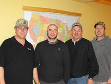 Here is the Outdoorsmen Adventures crew (left to right); camera man Chuck Doom, camera man Mike, Gary Howey and Tom Mitchell.