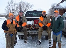 December 28, 29th late season pheasant hunt with the Minnesota boys. (L to R) Courtney, Ryan, Joe and Tyler Kubik.